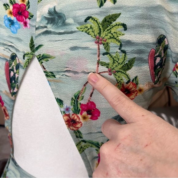 Show Me Your Mumu x Barbie Ibiza Mini Dress Stretch Cutout Babydoll Plunge Sz XS - Picture 8 of 11